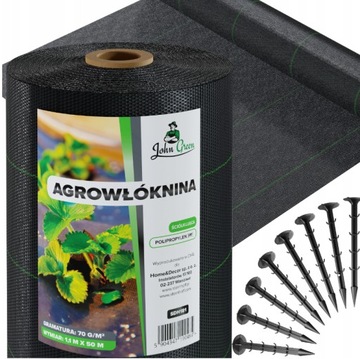 AGROTKANINA AGROWŁÓKNINA 1,1 X 50 M NA CHWASTY UV 3% MOCNA + SZPILKI