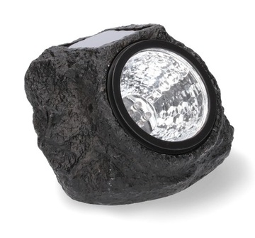 LAMPA SOLARNA OGRODOWA KAMIEŃ LED 10 CM CZARNA