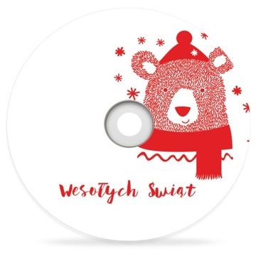 Płyta DVD ze świątecznym nadrukiem Czerwony Miś misio misiu Wesołych Świąt