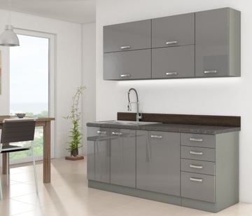 Meble Kuchenne Grey - 180 cm biały połysk