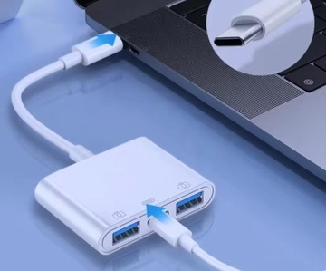Кабель-переходник USB-C на 2x USB + USB-C для смартфона, ноутбука