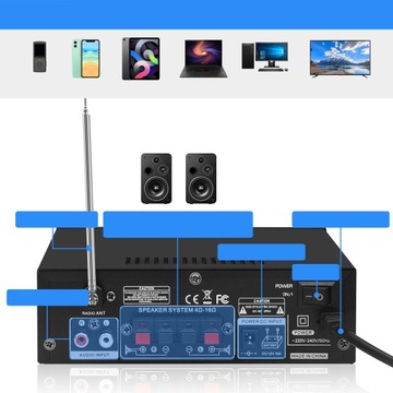 УСИЛИТЕЛЬ BLUETOOTH ЦИФРОВОЙ СТЕРЕО УСИЛИТЕЛЬ HIFI С БАСОВЫМ ТЮНЕРОМ