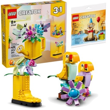 LEGO Creator 3w1 Kwiaty w konewce 31149 + Urodzinowy niedźwiedź 30582