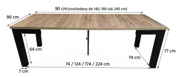 Раздвижной деревянный стол STL, дуб золотой, 90x90/240