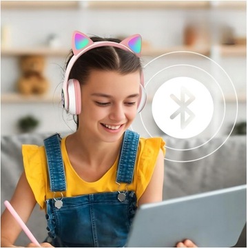 НАУШНИКИ CAT EAR ДЛЯ ДЕТЕЙ БЕСПРОВОДНЫЕ BLUETOOTH LED RGB CAT EARS
