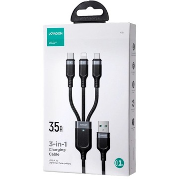 Кабель для зарядки и передачи данных Joyroom 3 в 1 USB-A — USB-C/microUSB/Lightning