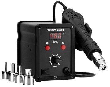 858D II МАШИНА ДЛЯ СВАРКИ ПЛАСТМАССОВ, 700 ВТ, 5 НАСАДОК + НАСАДКА С ДЛИННОЙ СЕТКОЙ, 20 СВЯЗУЮЩИХ СИСТЕМ 0,6 кг