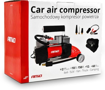 MOCNY KOMPRESOR SAMOCHODOWY DWUTŁOKOWY 12V POMPKA SPRĘARKA DO POMPOWANIA