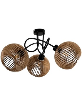 Lampa Sufitowa LED Wisząca Loft Do Salonu 3xE27 Żyrandol Drewniany Luca05