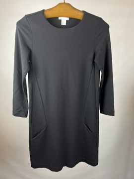 Sukienka czarna gładka klasyczna trapez H&M USA XS