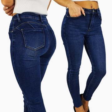 DAMSKIE - SPODNIE - JEANS - MODELUJĄCE - PUSH UP