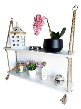 Półka wisząca skandynawski 2 poziomy 80 cm biały