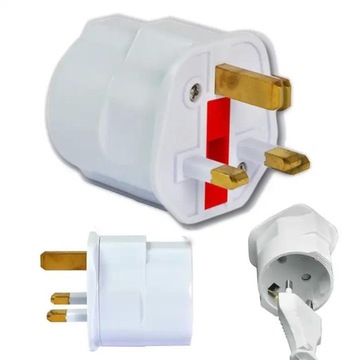 PRZEJŚCIÓWKA DO KONTAKTU WTYCZKA ANGIELSKA GNIAZDKO EU-UK PODRÓŻNY ADAPTER