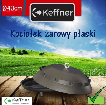 KOCIOŁEK ŻAROWY PŁASKI Z POKRYWĄ PEKA SACE 40 cm