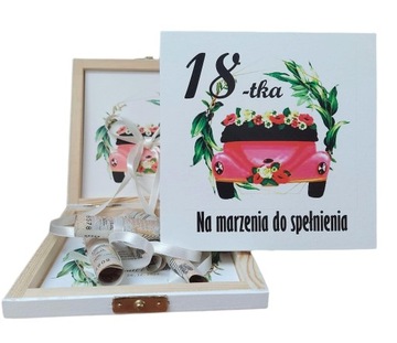 PREZENT na 18-TKĘ * pudełeczko na gotówkę BIAŁE UV