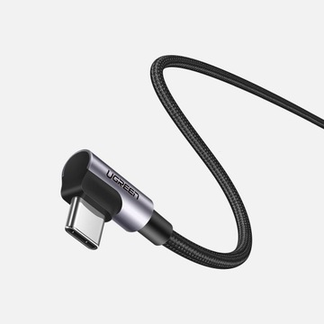 Ugreen kątowy kabel przewód z bocznym wtykiem USB Typ C - USB Typ C 3A 1m