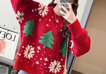 ЖЕНСКИЙ КРАСНЫЙ РОЖДЕСТВЕНСКИЙ ДЖЕМПЕР С РОЖДЕСТВЕНСКОЙ ЕЛКОЙ
