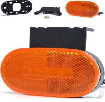 Желтый боковой габаритный фонарь WAŚ W196 1383 LED с держателем и кабелем 0,2 м.