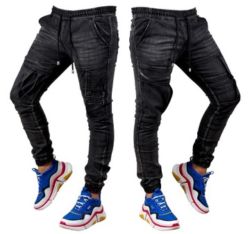 MP0067 r. M Jeansy ze Ściągaczami JOGGERY MĘSKIE
