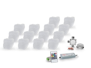14x Świecąca Kostka Brukowa LED Granit 8x9x6 RGB
