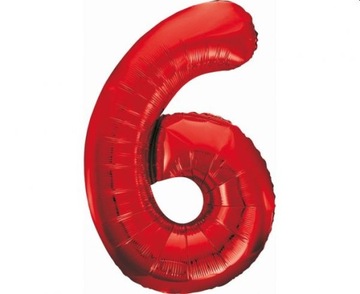 Balon foliowy B&C Cyfra 6 czerwona 85 cm