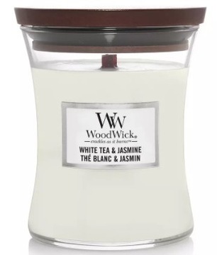 White Teak - WoodWick - średnia świeca