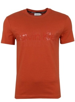 CALVIN KLEIN , t-shirt męski, ceglasty, S