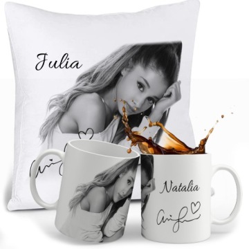 ZESTAW ARIANA GRANDE KUBEK + PODUSZKA + IMIE
