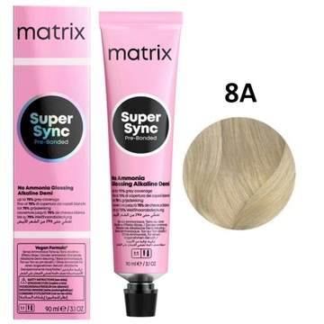 MATRIX FARBA COLOR SUPER SYNC BEZ AMONIAKU TONER KOLOR 8A 90ml