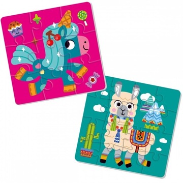 MIĘKKIE PUZZLE PIANKOWE 2W1 LAMA JEDNOROŻEC 2 UKŁADANKI