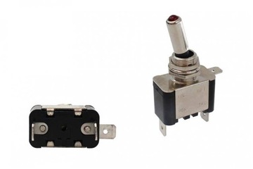 WŁĄCZNIK TOGGLE CHROME TYP.2 LED RED