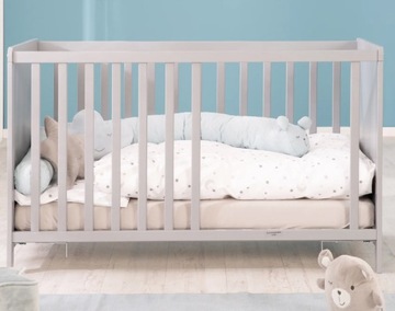 ДЕРЕВЯННАЯ ДЕТСКАЯ КРОВАТЬ, РЕГУЛИРУЕМАЯ ВЫСОТА, СЕРАЯ, РЕГУЛИРУЕМАЯ, 60 x 120 см