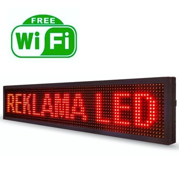 REKLAMA LED 100x20 PANEL CZERWONY - MODUŁ WiFi - STEROWANIE SMARTFONEM
