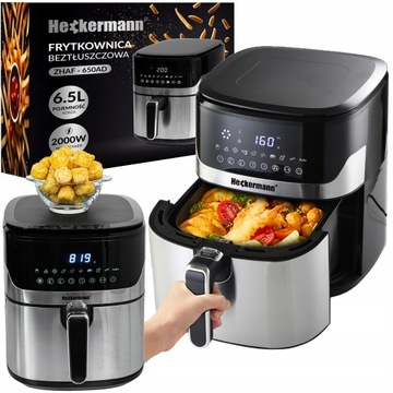 FRYTKOWNICA BEZTŁUSZCZOWA FRYTOWNICA PIEKARNIK AIR FRYER 1600W 6,5L Z WAGĄ