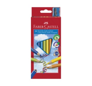 Олівці JUMBO трикутні 20 кольорів для олівців + точилка FABER-CASTELL