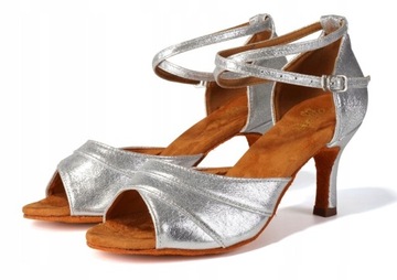 BUTY DO TAŃCA TANECZNE LATINO POŁYSKUJĄCE 7cm