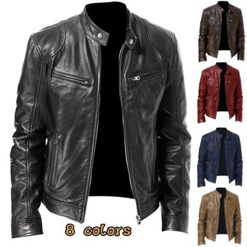 2023Motorcycle Jacket Mens Slim Fit Short-Coat Col