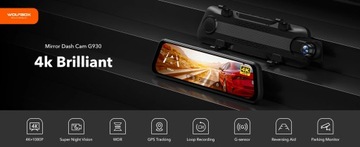 Wolfbox G930 4k зеркало заднего вида передняя и задняя GPS-камера для автомобиля