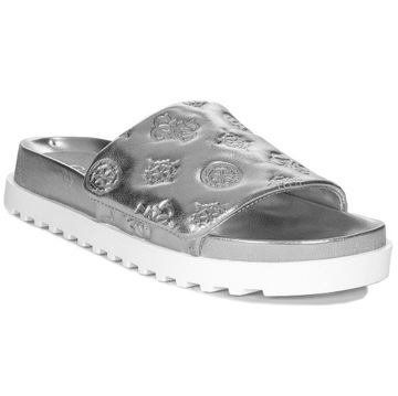 Klapki eleganckie Guess FLJFABFAL19 Silver na platformie srebrne r.40