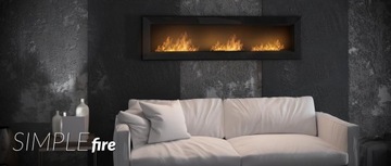 Biokominek wiszący do zabudowy Frame 1800 Czarny z Szybą Simplefire