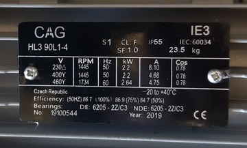Двигатель CAG 2,2 кВт, 1400 об/мин, 400 В.