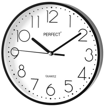Zegar ścienny Perfect czarny 22,4cm + 1x Bateria AA