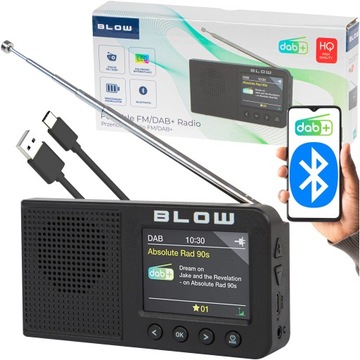 RADIO KUCHENNE BUDOWLANE PRZENOŚNE WYŚWIETLACZ BLUETOOTH DAB+ FM AUX USB-C