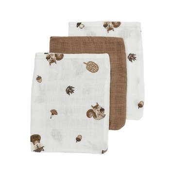 Meyco Baby Forest Animals flanele - 3-pak - muslinowy - toffee - 20x17cm