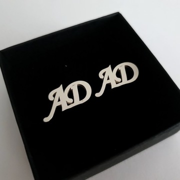 Запонки с инициалами - серебро 925 пробы