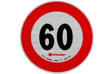 Naklejka nalepka odblaskowa ograniczenie prędkości do 60 km/h znak B-33