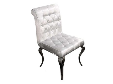 OUTLET Pikowane srebrne krzesło 51x43x93 FT174o