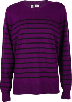 Capsule Damski Modny Śliwkowy Czarny Bawełniany Sweter Pasy Plus Size 50