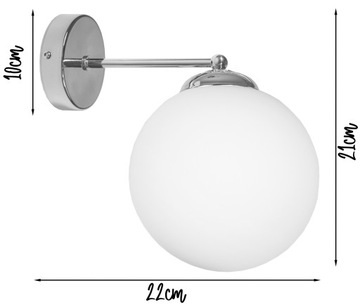 НАСТЕННЫЙ СВЕТИЛЬНИК ХРОМИРОВАННОЕ СТЕКЛО БЕЛЫЙ ШАР LOFT LED