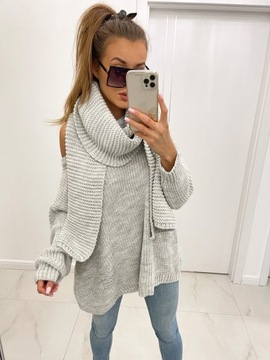 Большой женский шарф, светло-серый, Tmc Moda